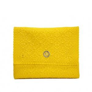 NEW LOLA'S BAG women's woven long metal chain crossbody bag in yellow